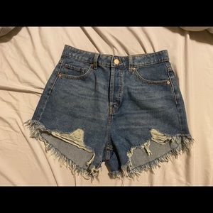 High waisted denim shorts